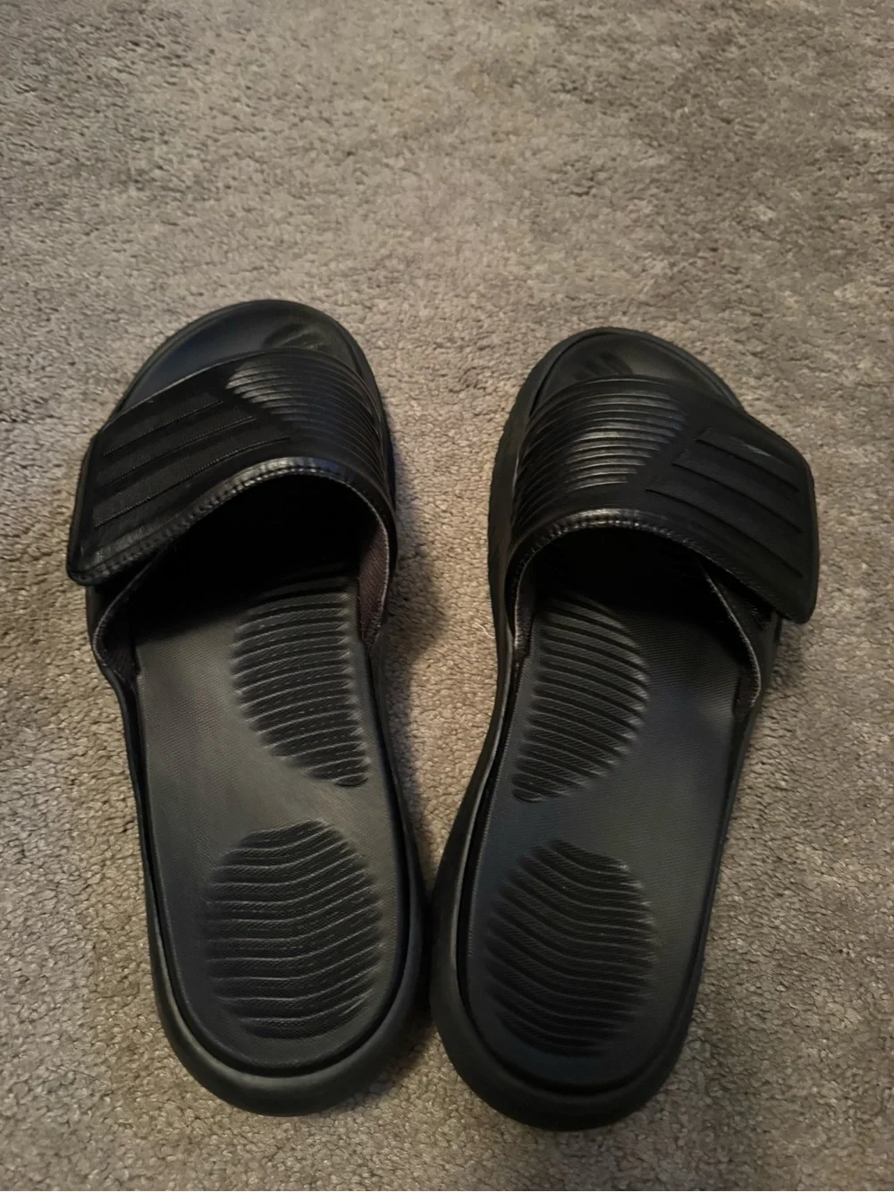 adidas Originals Black Slide Sandals with Textured Strap